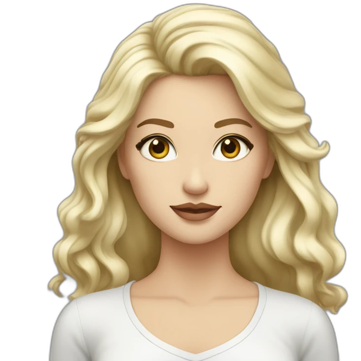 Femme blanche cheveux blond yeux gris tache de rousseur emoji