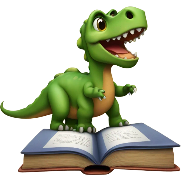 Dinosaur on top of a book emoji