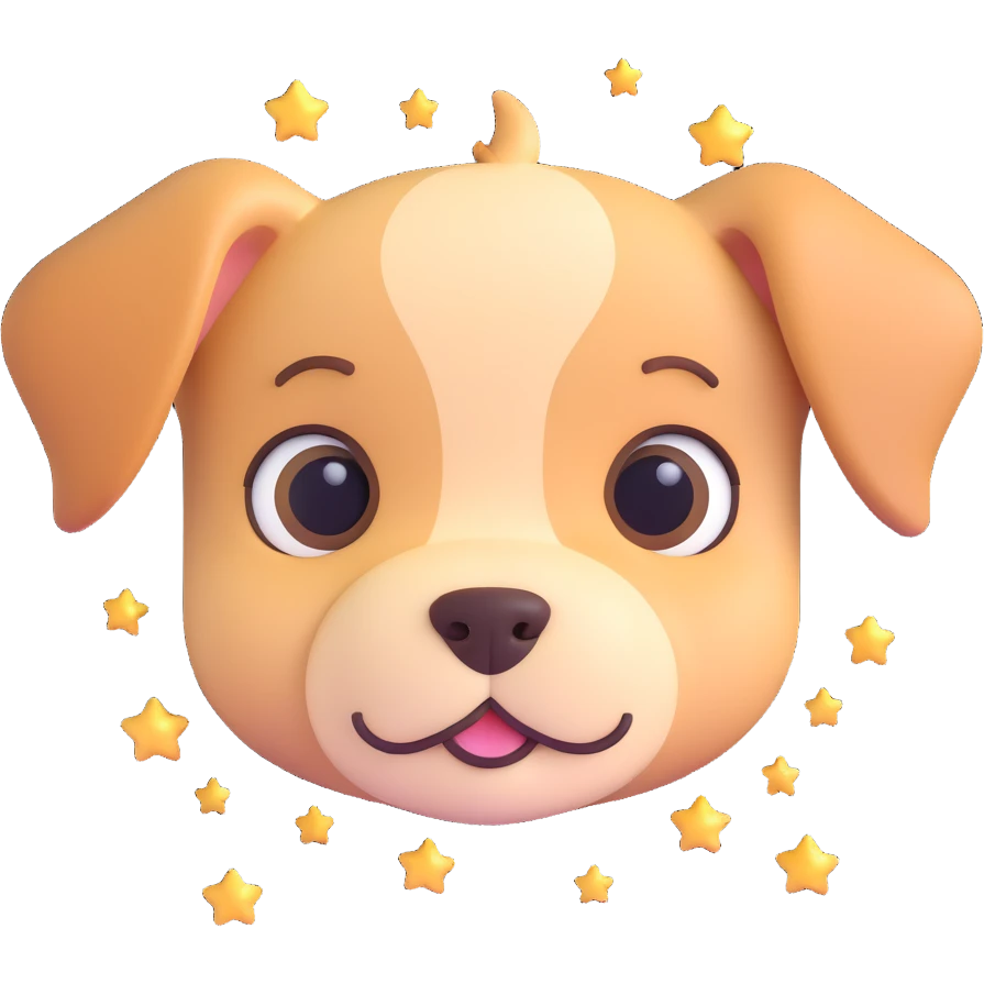 puppy eyes face like 🥹 with stars and glitters around it emoji