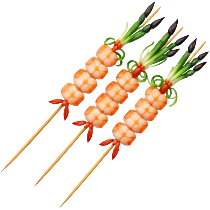 Shrimp skewers with spring onions emoji