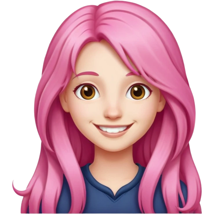 girl with long pink hair, smiling emoji