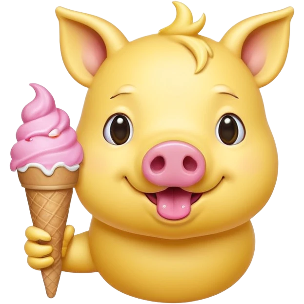yellow pig with ice cream emoji