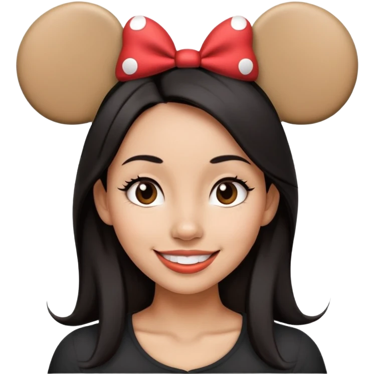 Dark straight hair woman happy wearing Mickey Mouse ears from Disney world  emoji