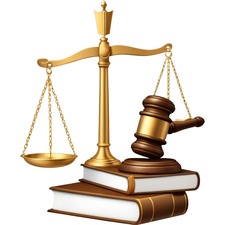 An icon featuring a gavel, legal scales, and a law book, symbolizing the study of law. The design includes a courthouse silhouette in the background, representing justice and legal systems. Transparent background highlights the principles of law and legal practice. emoji
