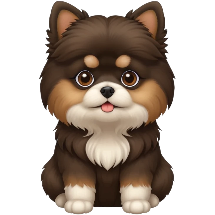 Fluffy black and brown shi tzu, pomeranian, maltese dog  emoji
