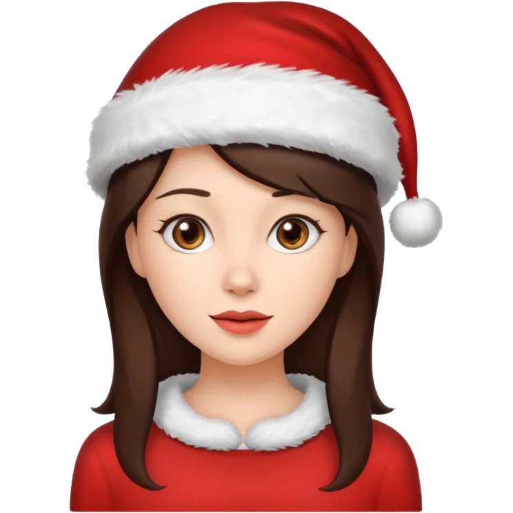 brunette woman with wearing Santa emoji