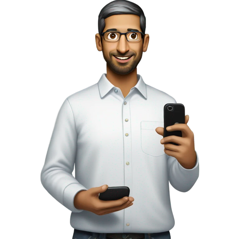 sundar pichai with a google phone emoji