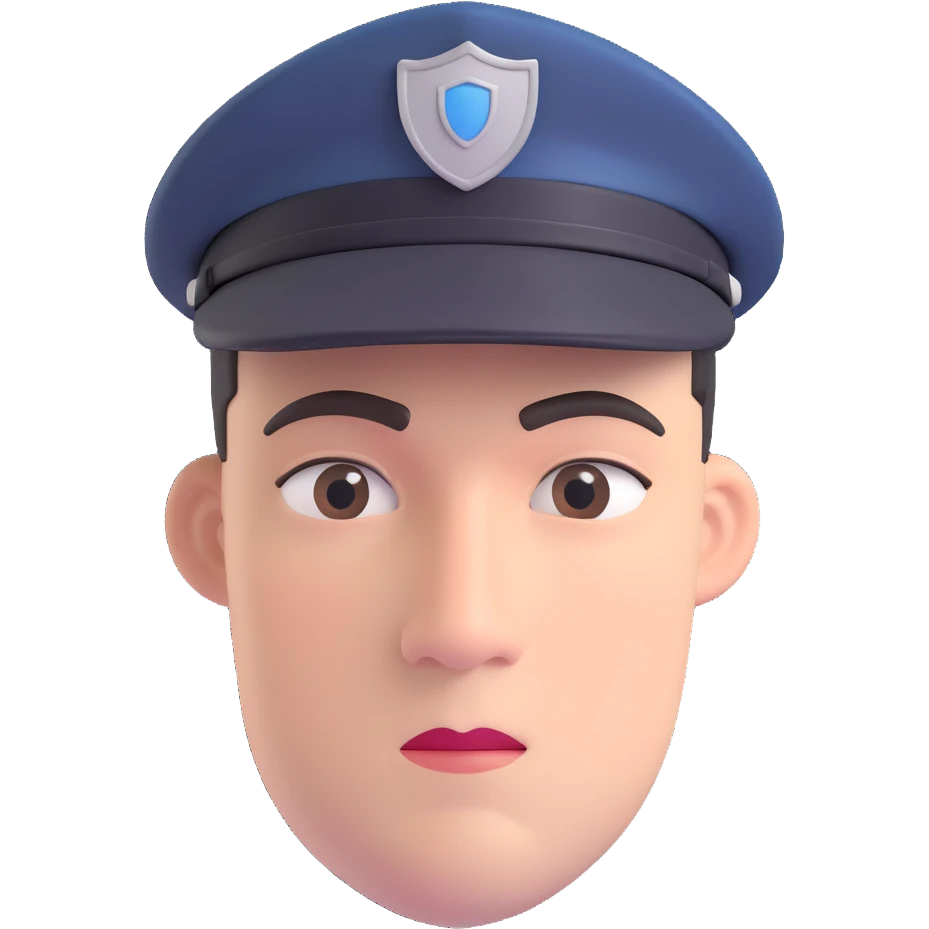 security guard head, professional, with cap, neutral expression, clean-shaven emoji