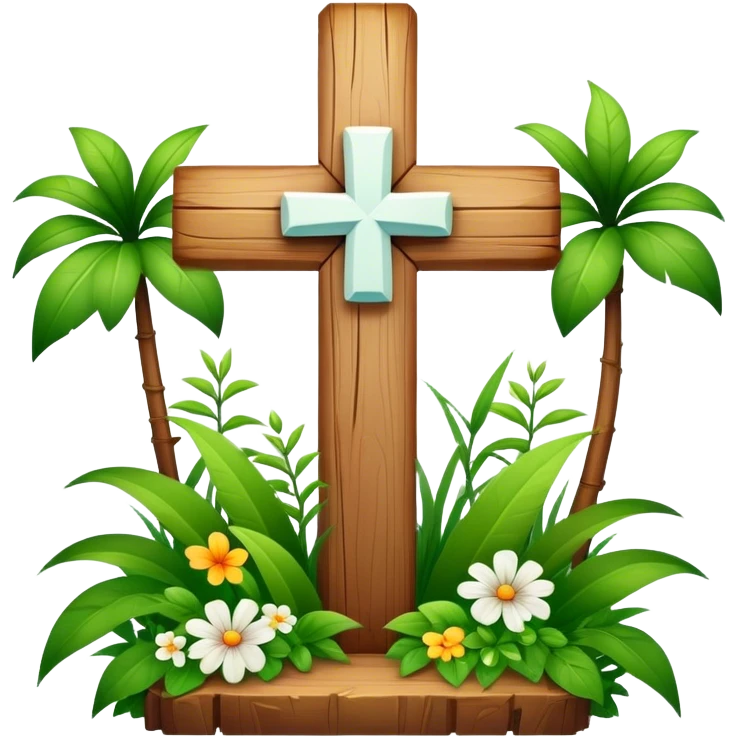 white cross with flora emoji