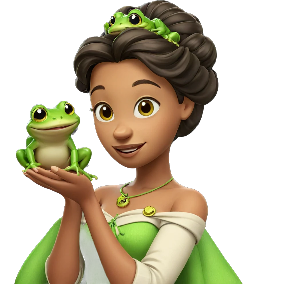 smiling girl with frog emoji