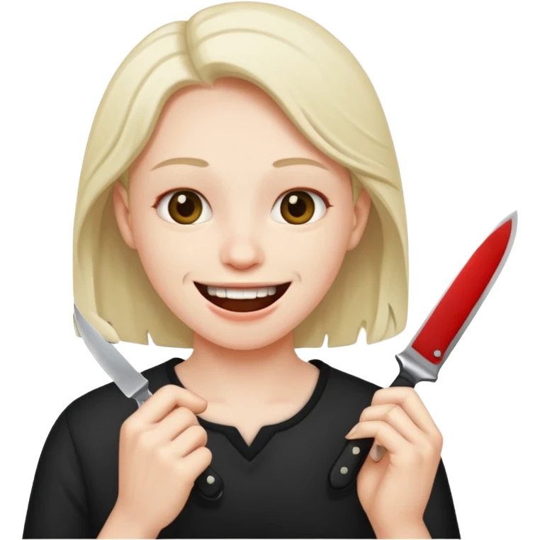 Holding knife to throat smiling emoji