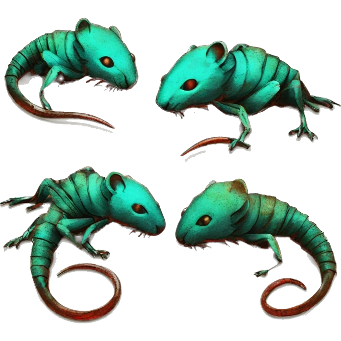 Black red gold green cyan rusty grunge effect scratched patina rat mouse scorpion tail stinger  emoji