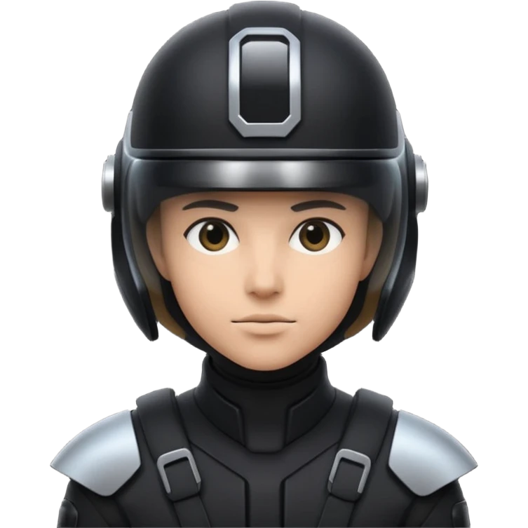 time traveler in black clothes and helmet emoji