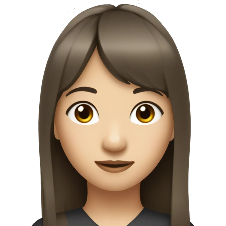 Pilates asian girl with long brown hair and bangs emoji