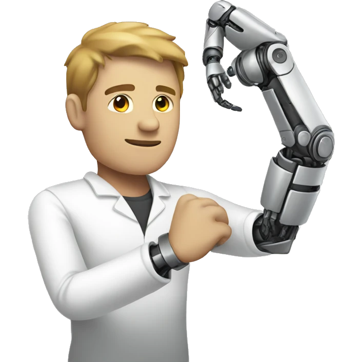 man white with one a robot arm emoji