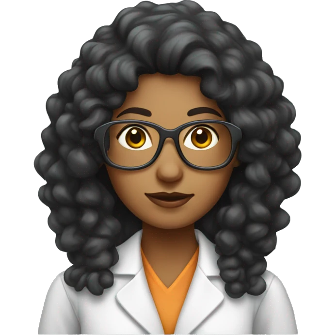Black-haired female scientist with a hippie perm emoji