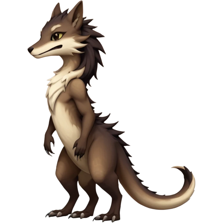 Brown and beige badass elegant wild beautiful natural cute badass epic exotic anthro modern furry sergal-vernid-creature, full body, dark-brown-black-gradient pretty hair, aesthetic, art by LiLaiRa, art by art by Falvie emoji