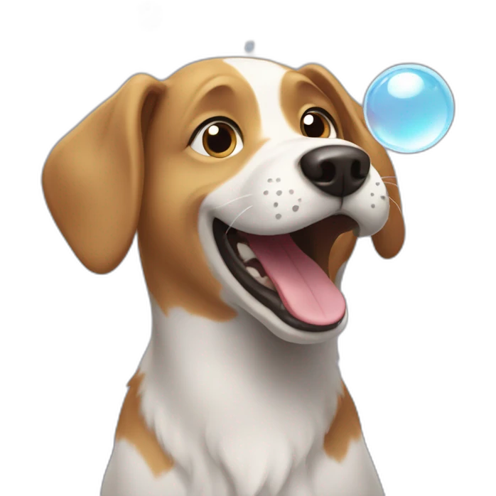 happy dog playing bubbles emoji