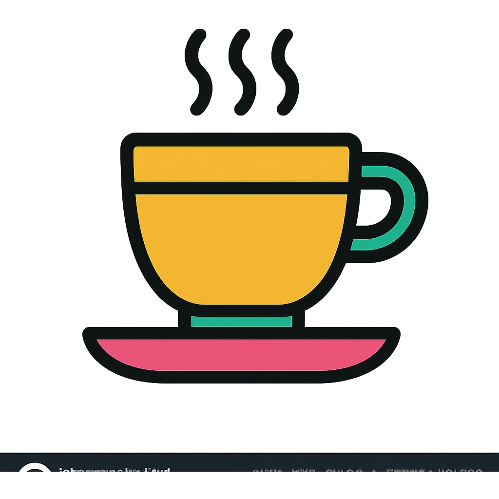 Colorful outline icon of a teacup with saucer emoji