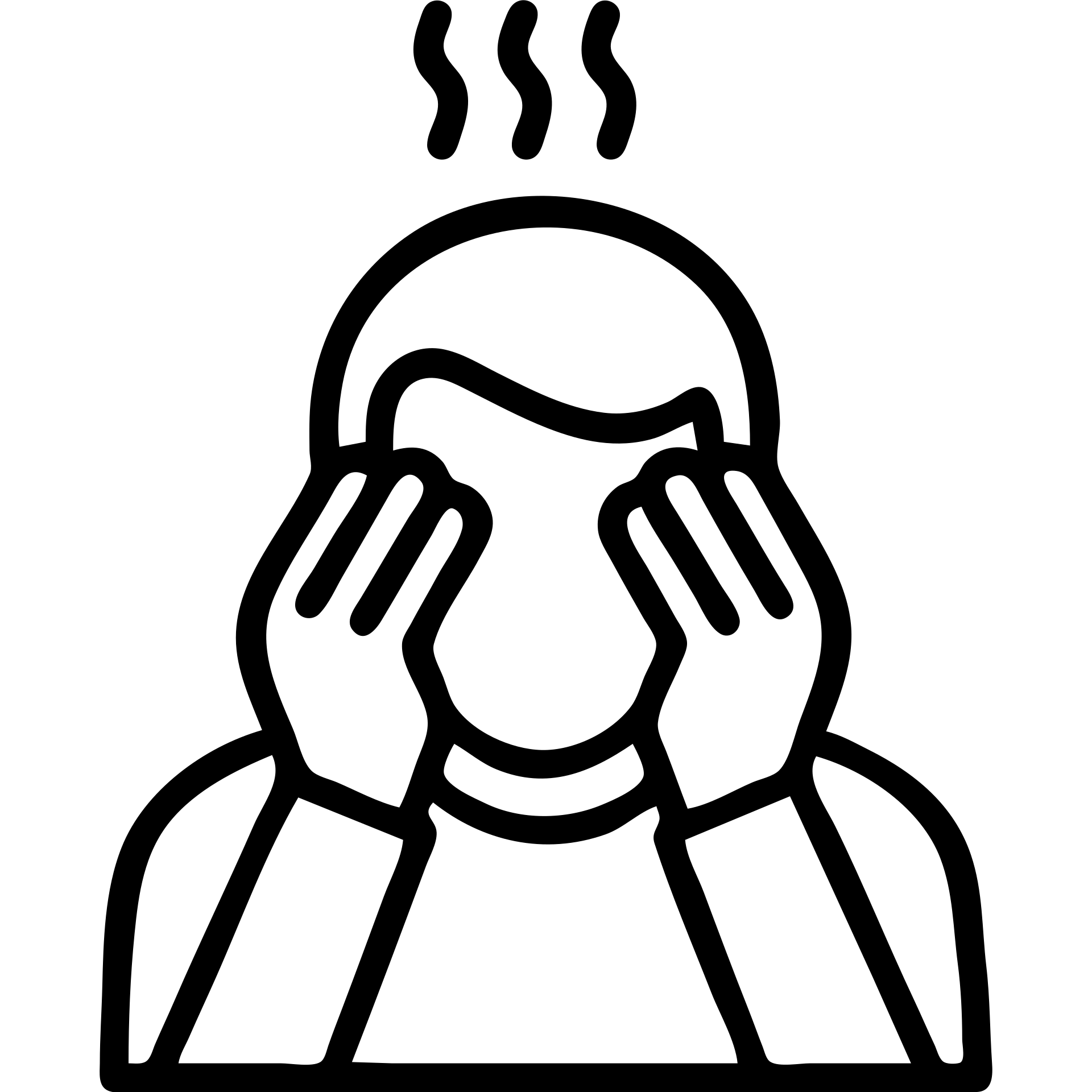 frustrated man, minimalist icon, head in hands, simple lines emoji