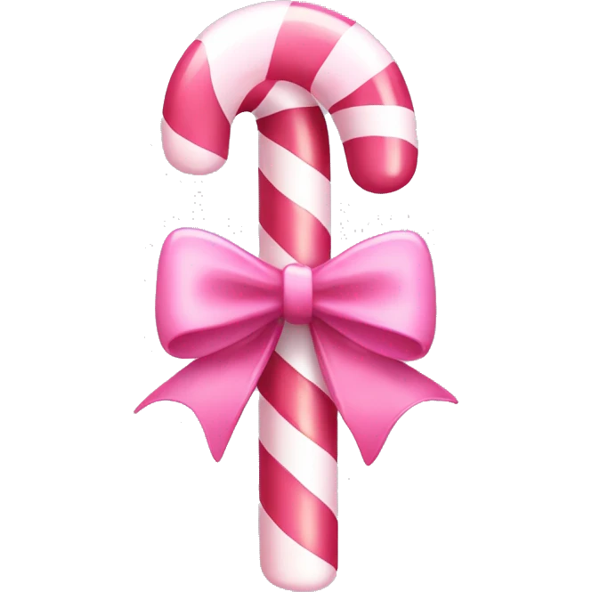 A light pink candy cane, with pink bow on it emoji