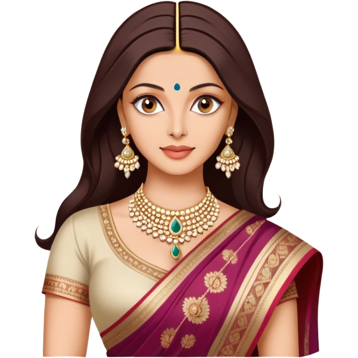 Aishwarya Rai in a saree, traditional Indian outfit, jewelry emoji