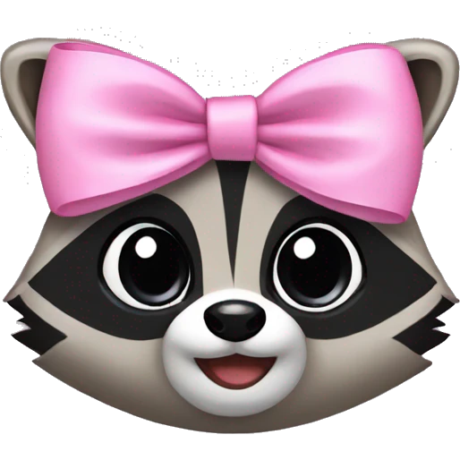 raccoon pink bow  emoji