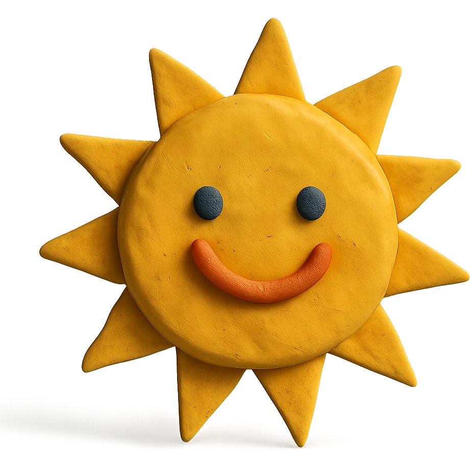 claymation style sun emoji