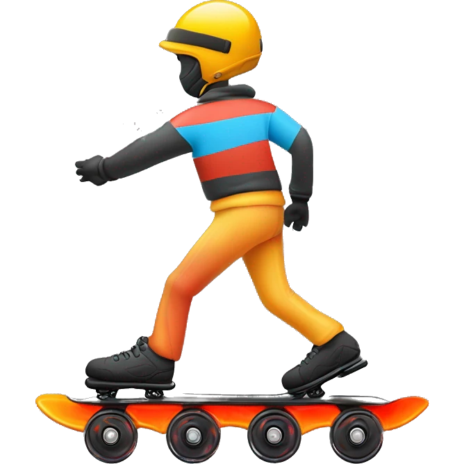 un rollerblade in linea di colore nero sulla strada con le ruote che vanno a fuoco  emoji