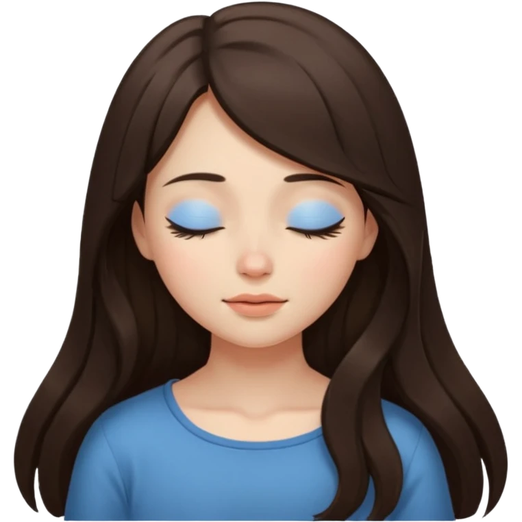 closed eyes long hair brunette girl emoji