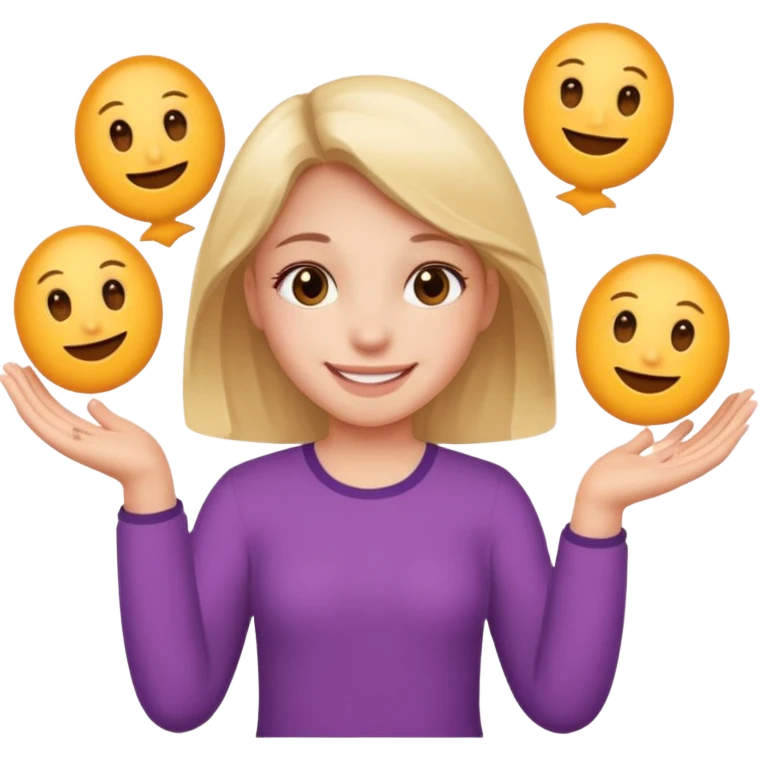 girl holding a six in one hand and a seven in the other hand emoji