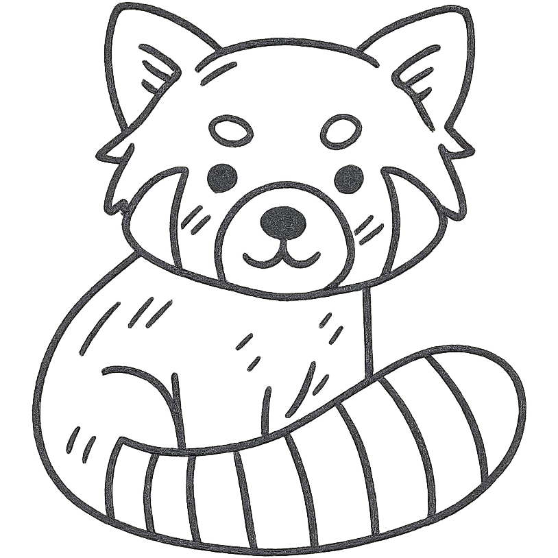 hand-drawn outlined red panda icon emoji