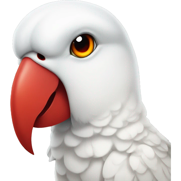 White parrot with red beak and red eyes emoji
