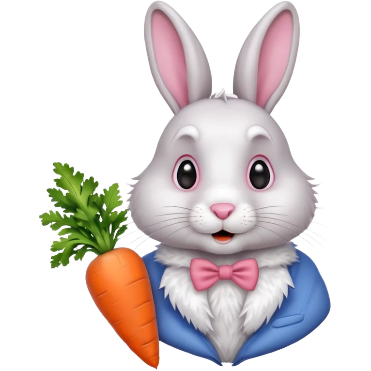 A rabbit nibbling on a carrot, surprised by the flavor, portrait, bust up emoji