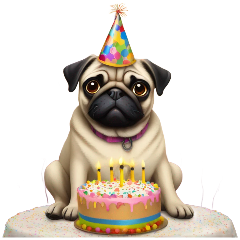 festive pug birthday emoji