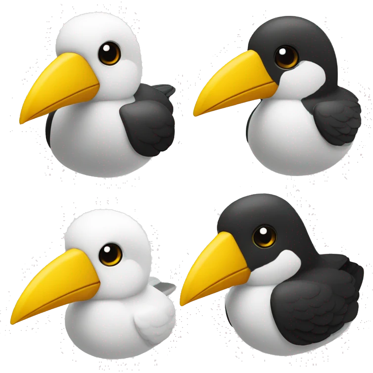oiseaux noir et blanc bec jaune emoji