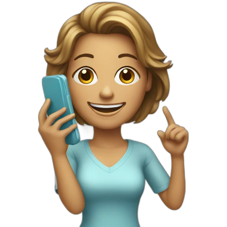 happy woman with a phone  emoji