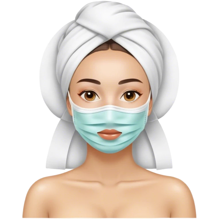 Lady with face mask spa beauty full face relaxing emoji