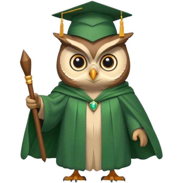 owl professor in green cloak graduation emoji