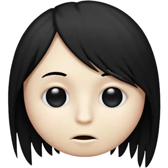 an emo emoji with hair covering one eye and a straight mouth emoji