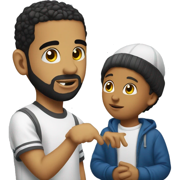 Drake talking to a kid emoji
