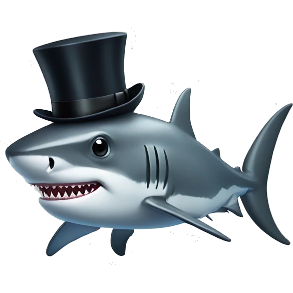 Shark with a top hat emoji