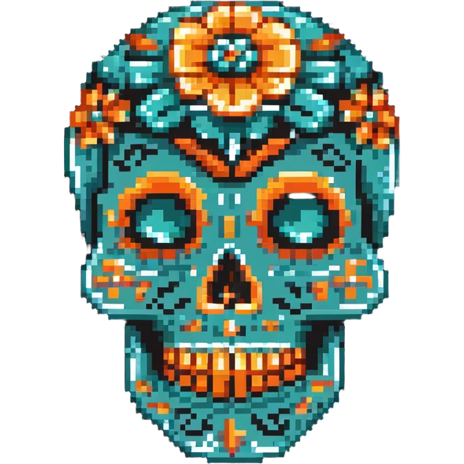 teal and orange sugar skull emoji