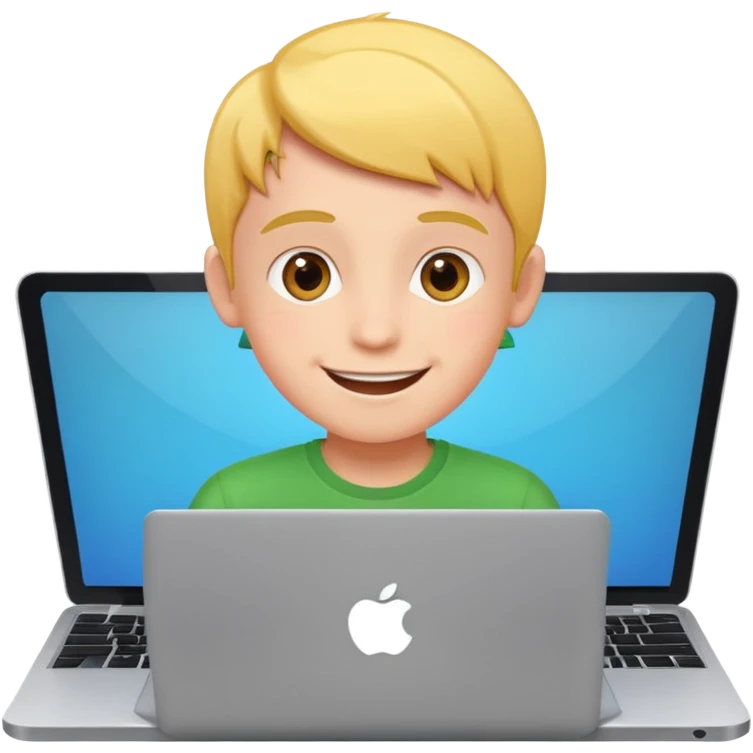 Make in Apple style a boy stay in laptop emoji