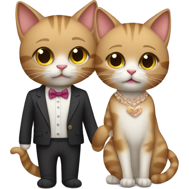 two cats dressed up for a date emoji