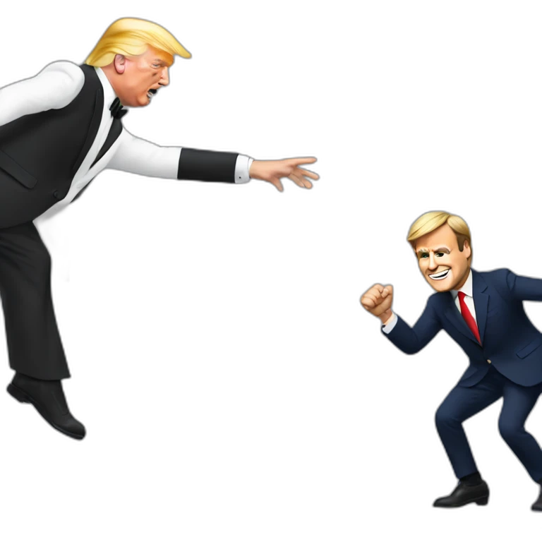 donald trump dancing with emmanuel macron emoji