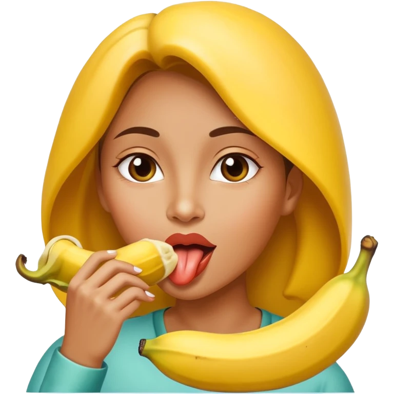 Frau leckt an Banane am Stück emoji
