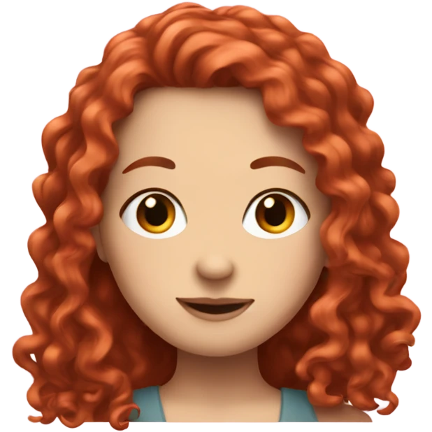 A white girl with long red curly hair make a peace sign emoji