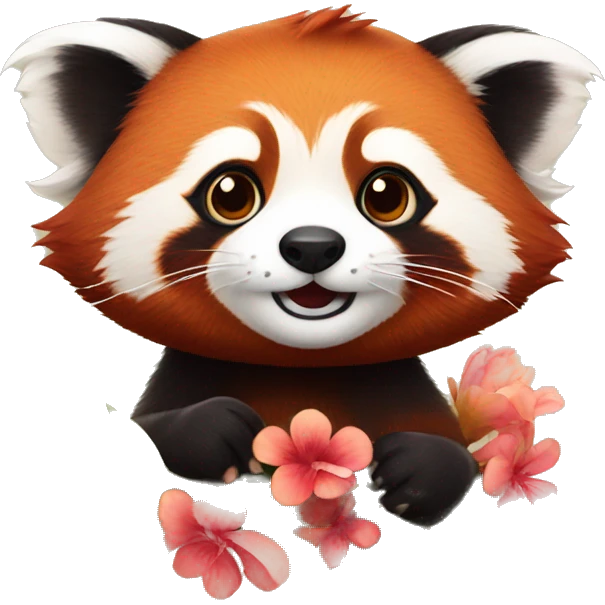 red panda with a flower emoji