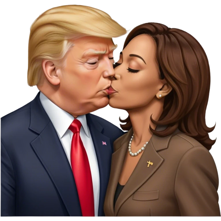 Trump and Kamala kissing emoji